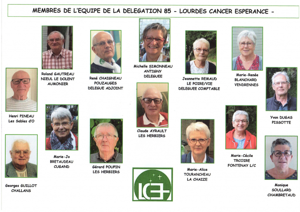 Zone de Texte: MEMBRES DE L’EQUIPE DE LA DELEGATION 85 - LOURDES CANCER ESPERANCE -